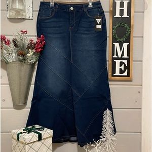 Long denim skirt